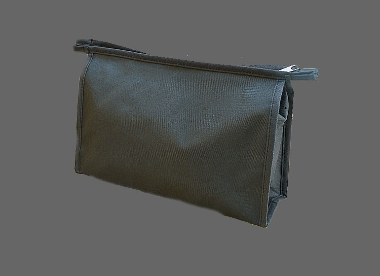 BLS Cosmetic Bag. Solid Black Color All Lined. Zipper.